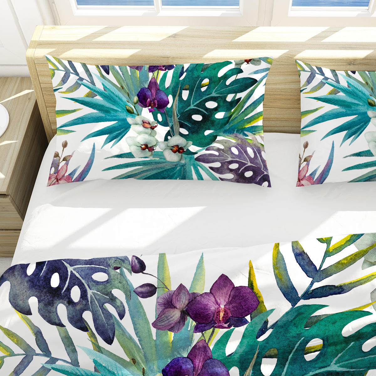 Tropical Orchids Reversible Bedcover Set