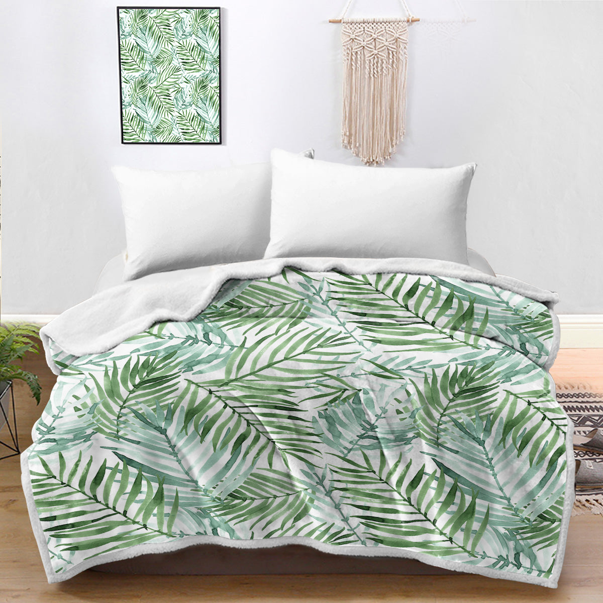 Tropical Palm Leaves Bedspread Blanket