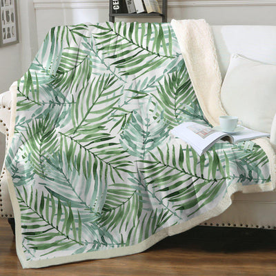 Tropical Palm Leaves Soft Sherpa Blanket