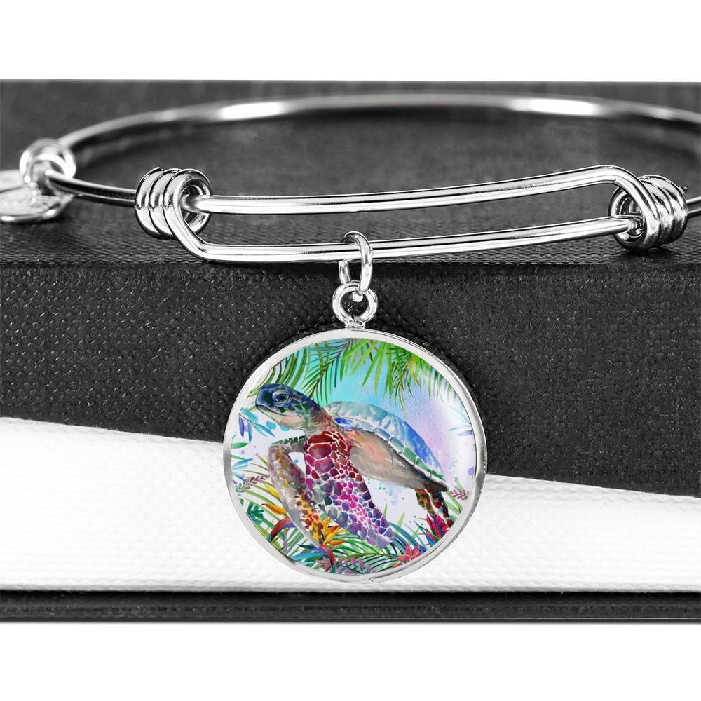 Tropical Sea Turtle Bangle Bracelet