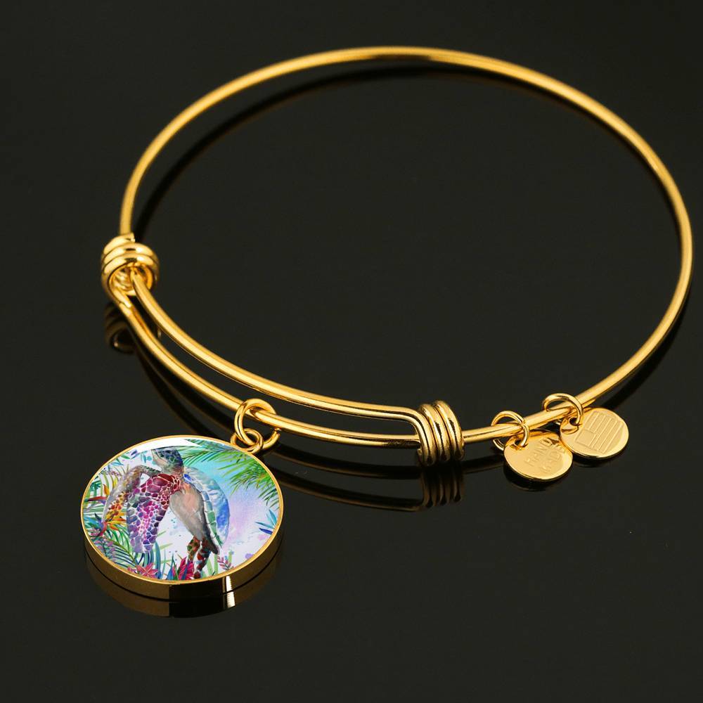 Tropical Sea Turtle Bangle Bracelet