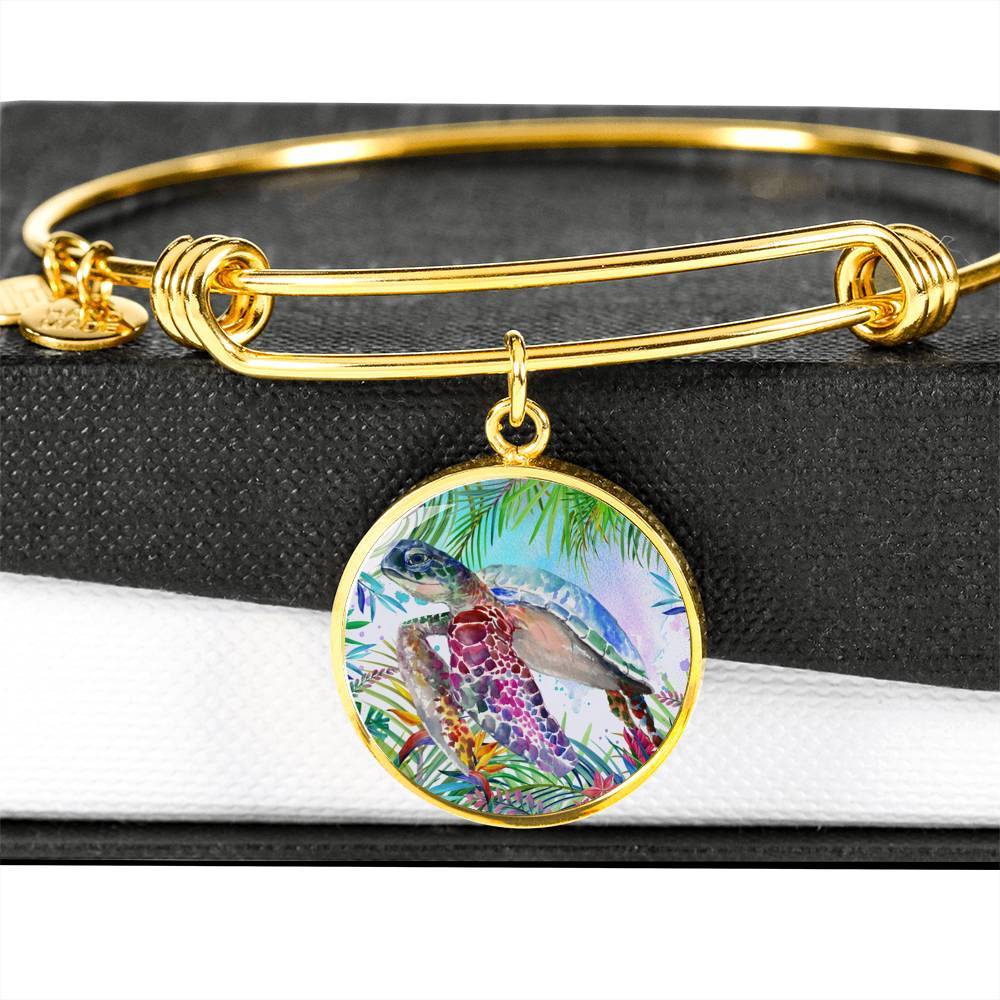Tropical Sea Turtle Bangle Bracelet