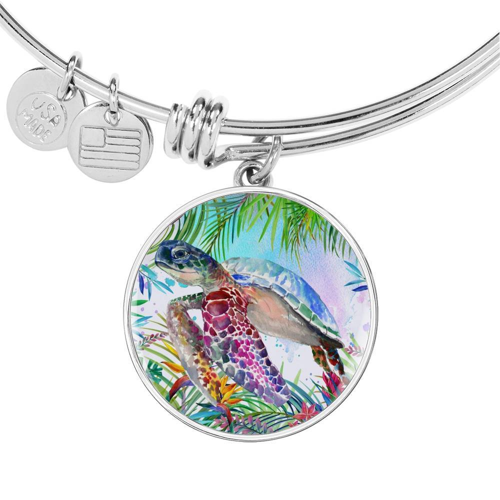 Tropical Sea Turtle Bangle Bracelet