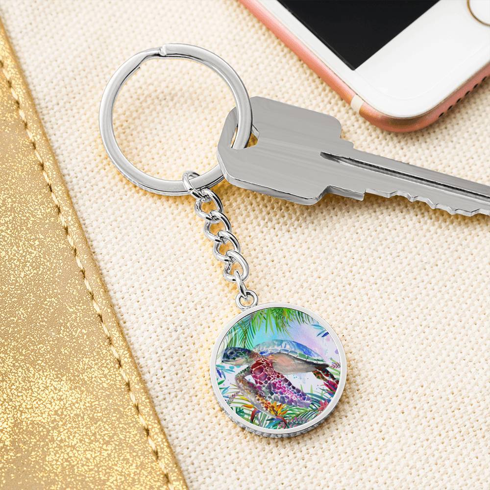 Tropical Sea Turtle Beachy Keychain
