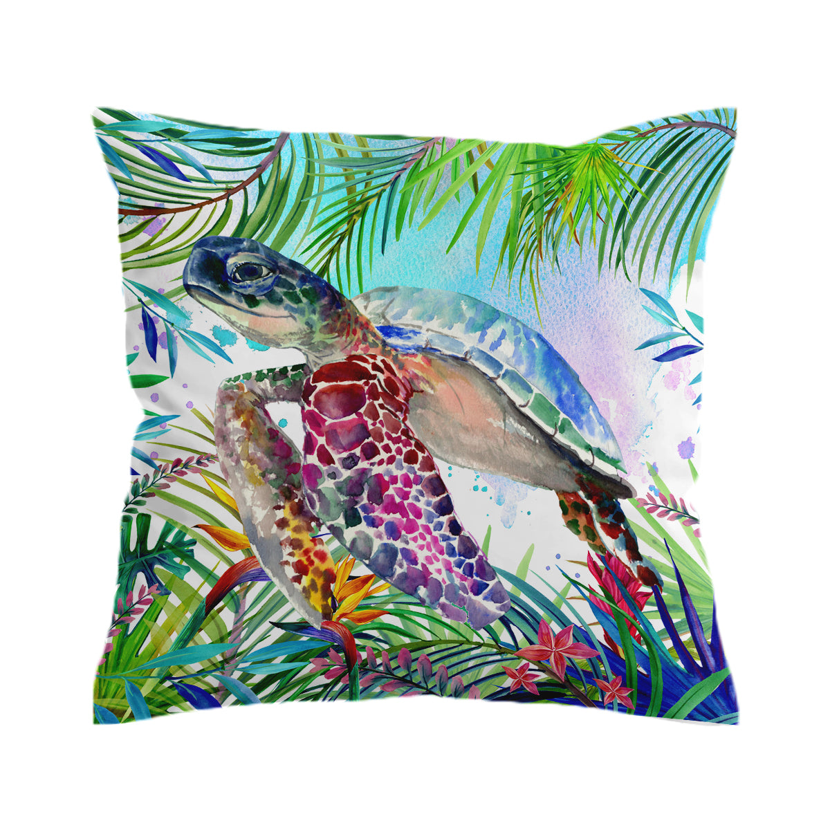 Tropical Sea Turtle Pillow Cover