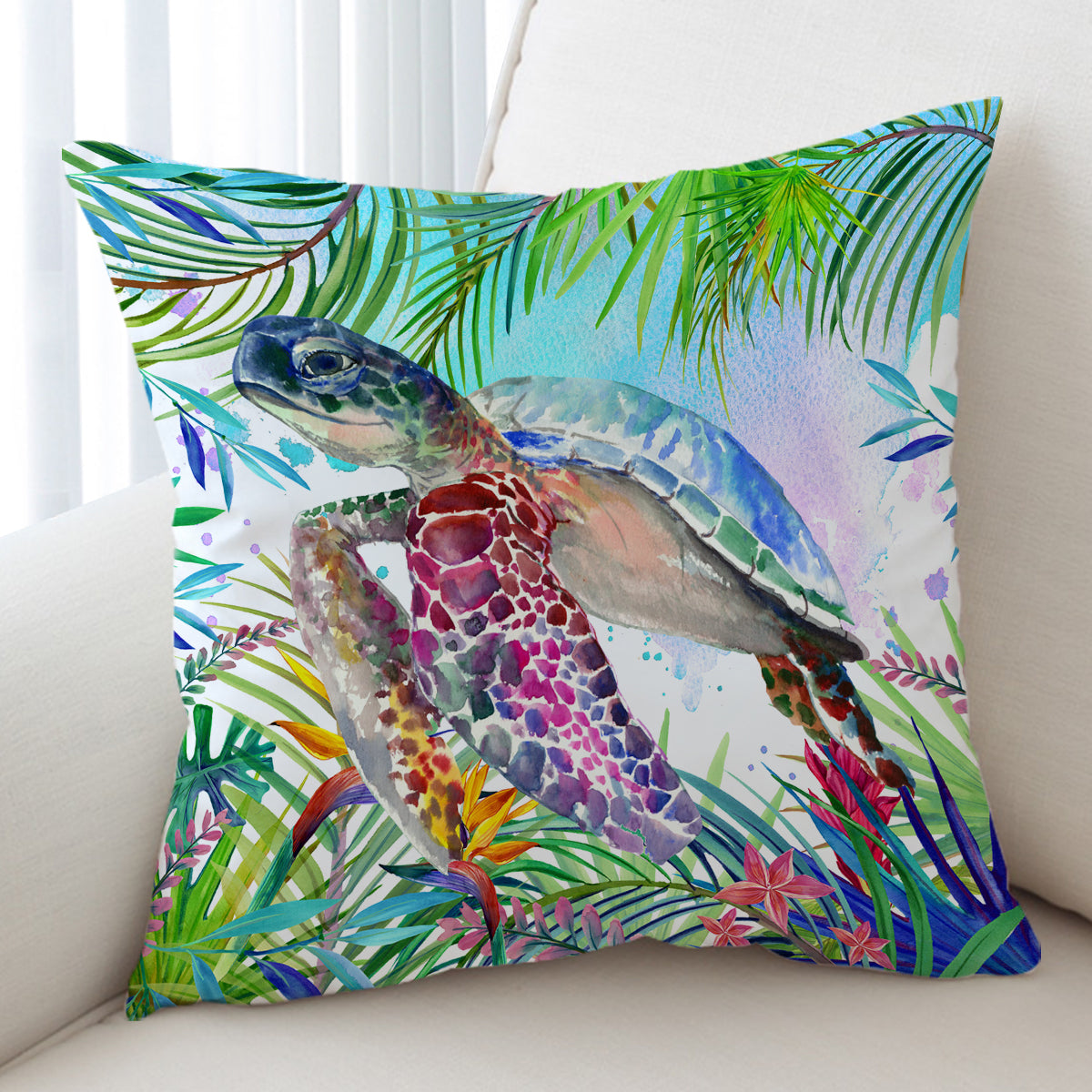 Tropical Sea Turtle Pillow Cover