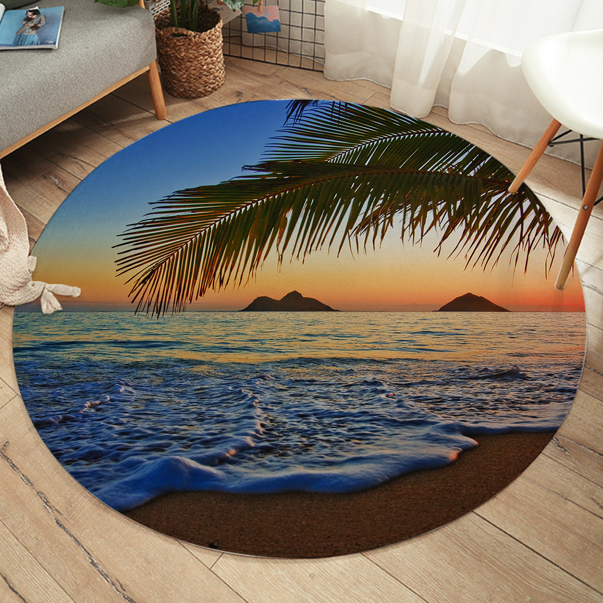 Tropical Sunset Round Area Rug