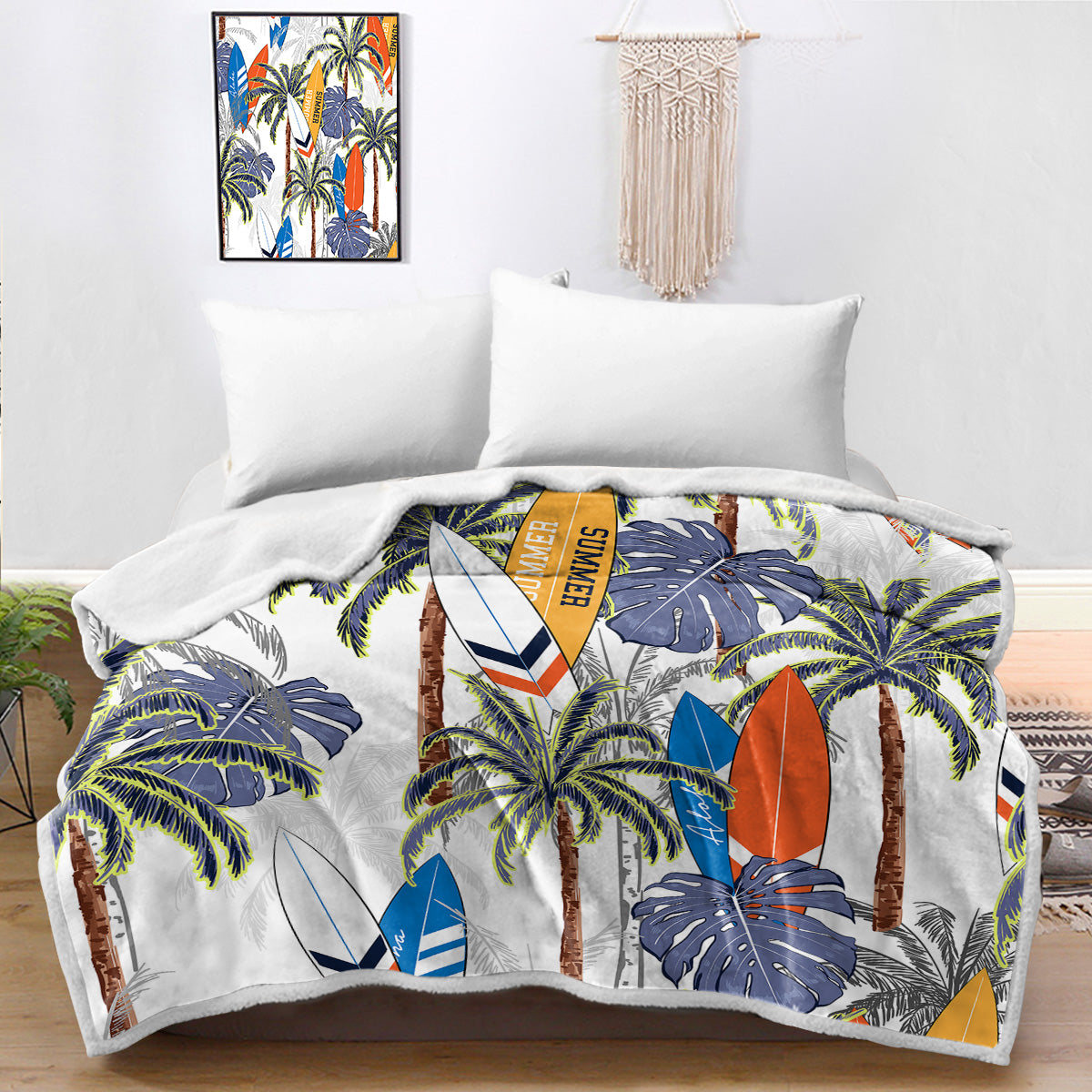 Tropical Surfer Bedspread Blanket