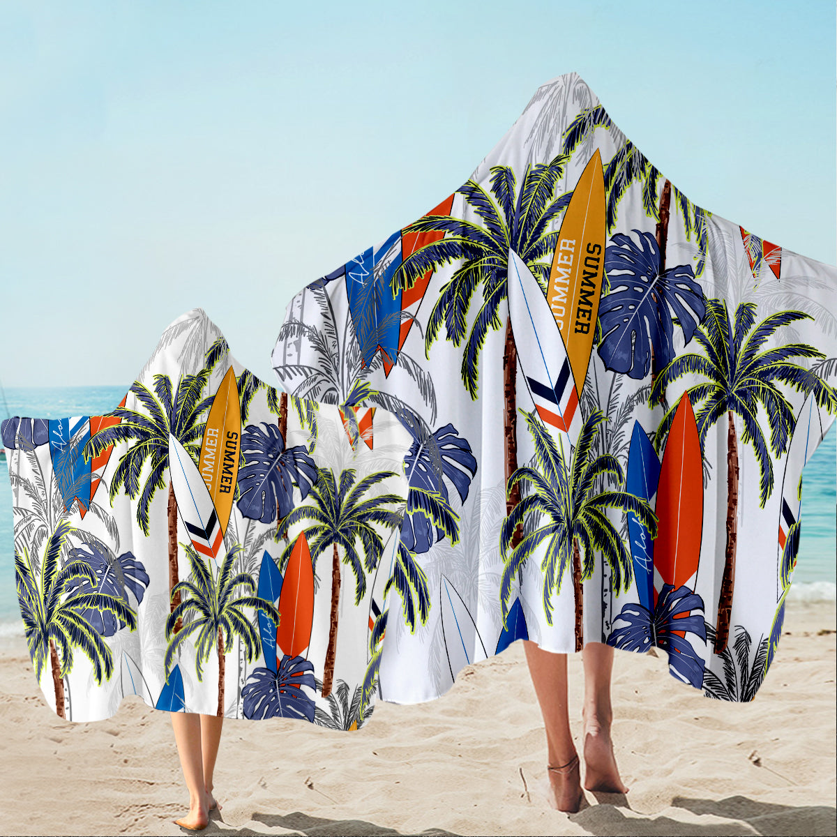 Tropical Surfer Hooded Towel