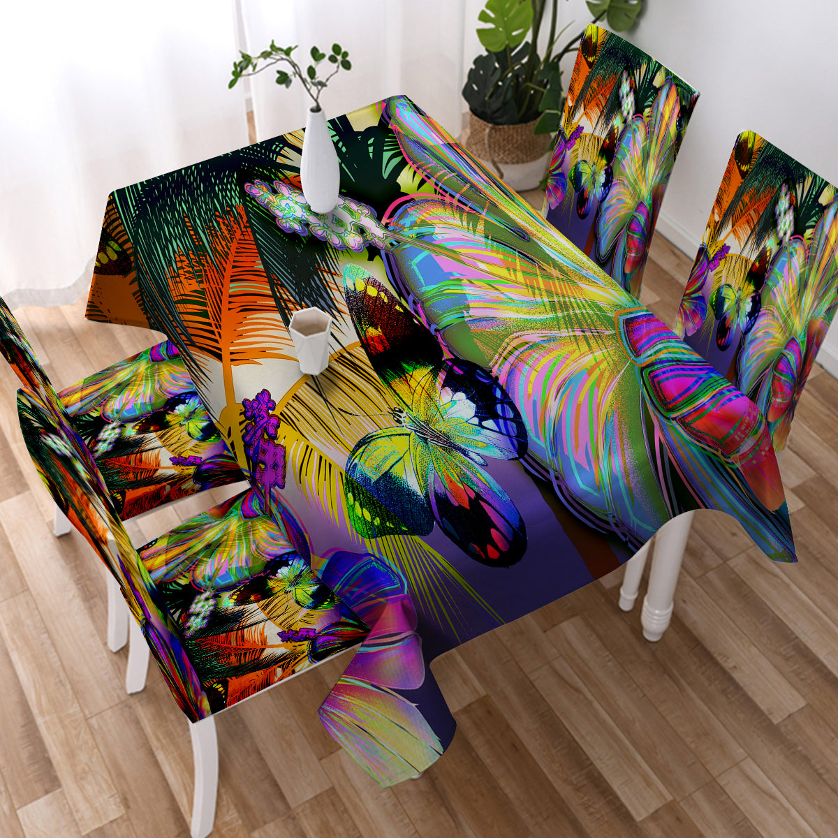 Tropical Hibiscus and Butterfly Chair Cover