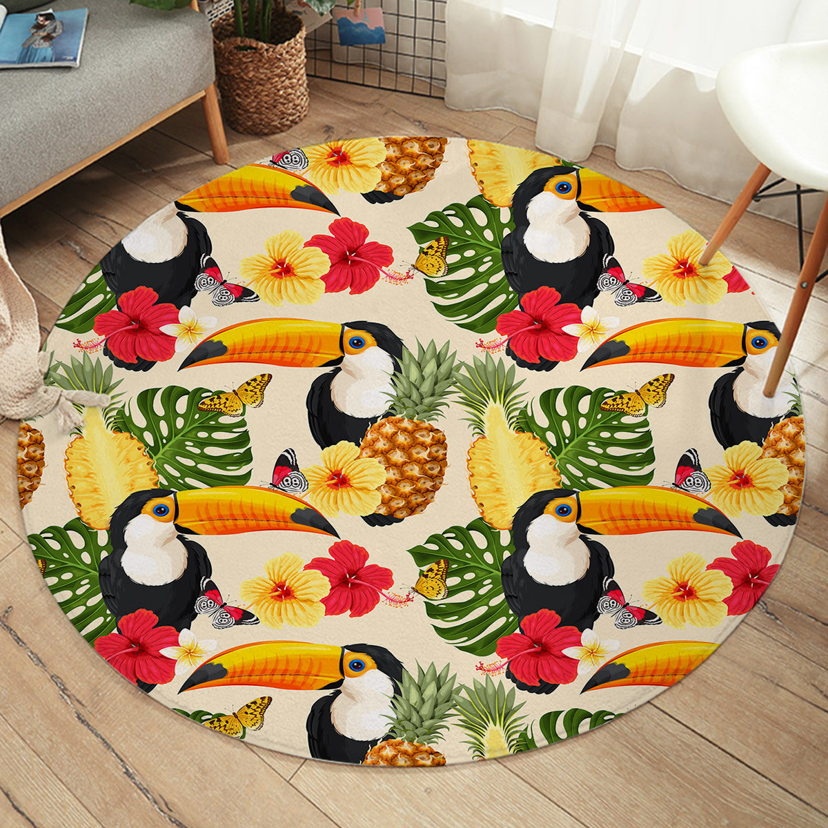 Tropical Toucan Round Area Rug