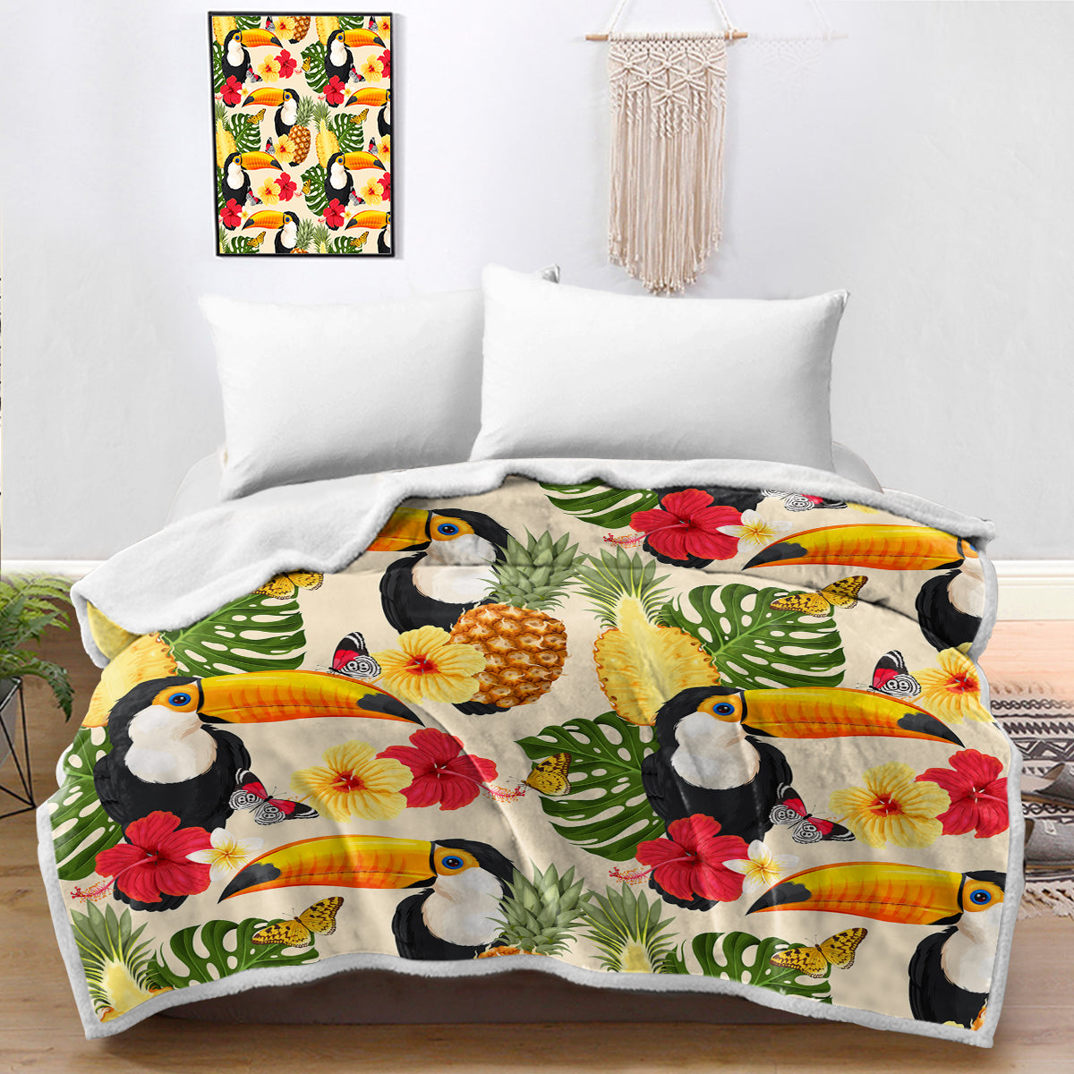 Tropical Toucan Bedspread Blanket