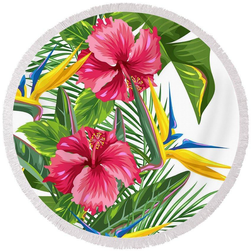 Tropical Weekend Round Beach Towel