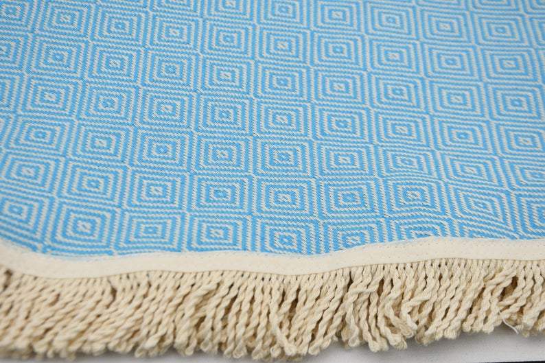 Turquoise 100% Cotton Round Beach Towel