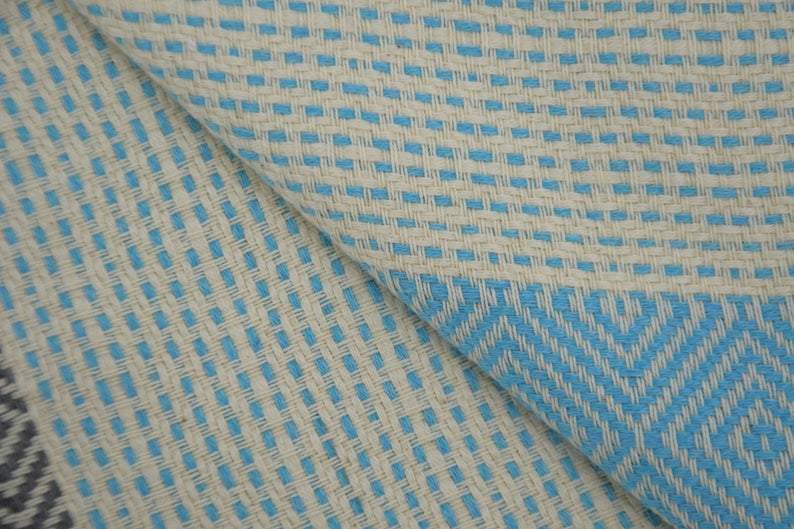 Turquoise and Gray 100% Cotton Round Beach Towel