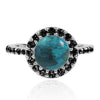 Turquoise Cocktail Ring with 22 Round Shape Black Spinal Stones