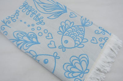 Turquoise Sea Life 100% Cotton Towel