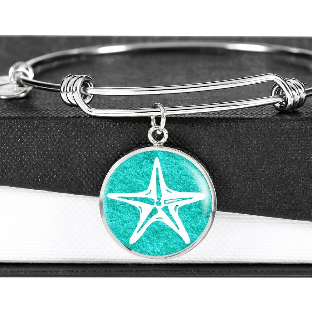 Turquoise &amp; Starfish Bangle Bracelet