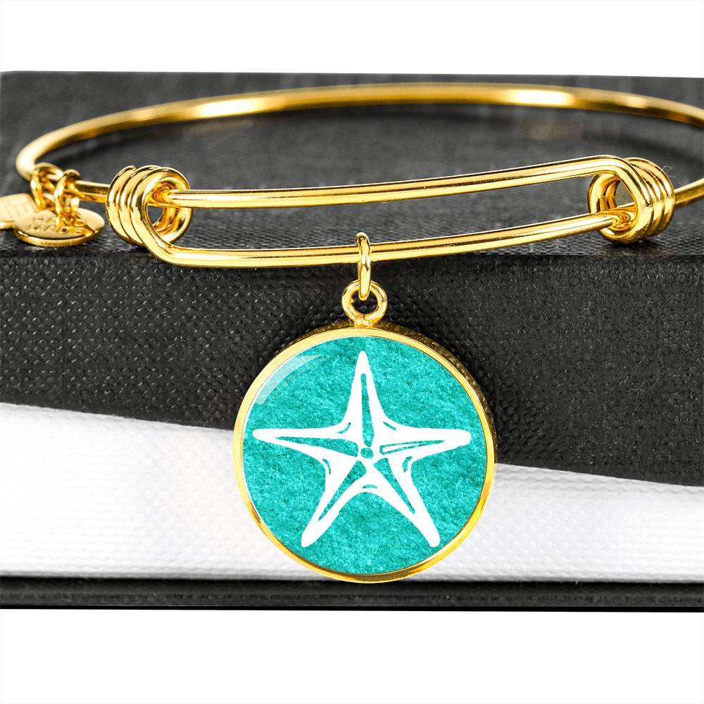 Turquoise &amp; Starfish Bangle Bracelet