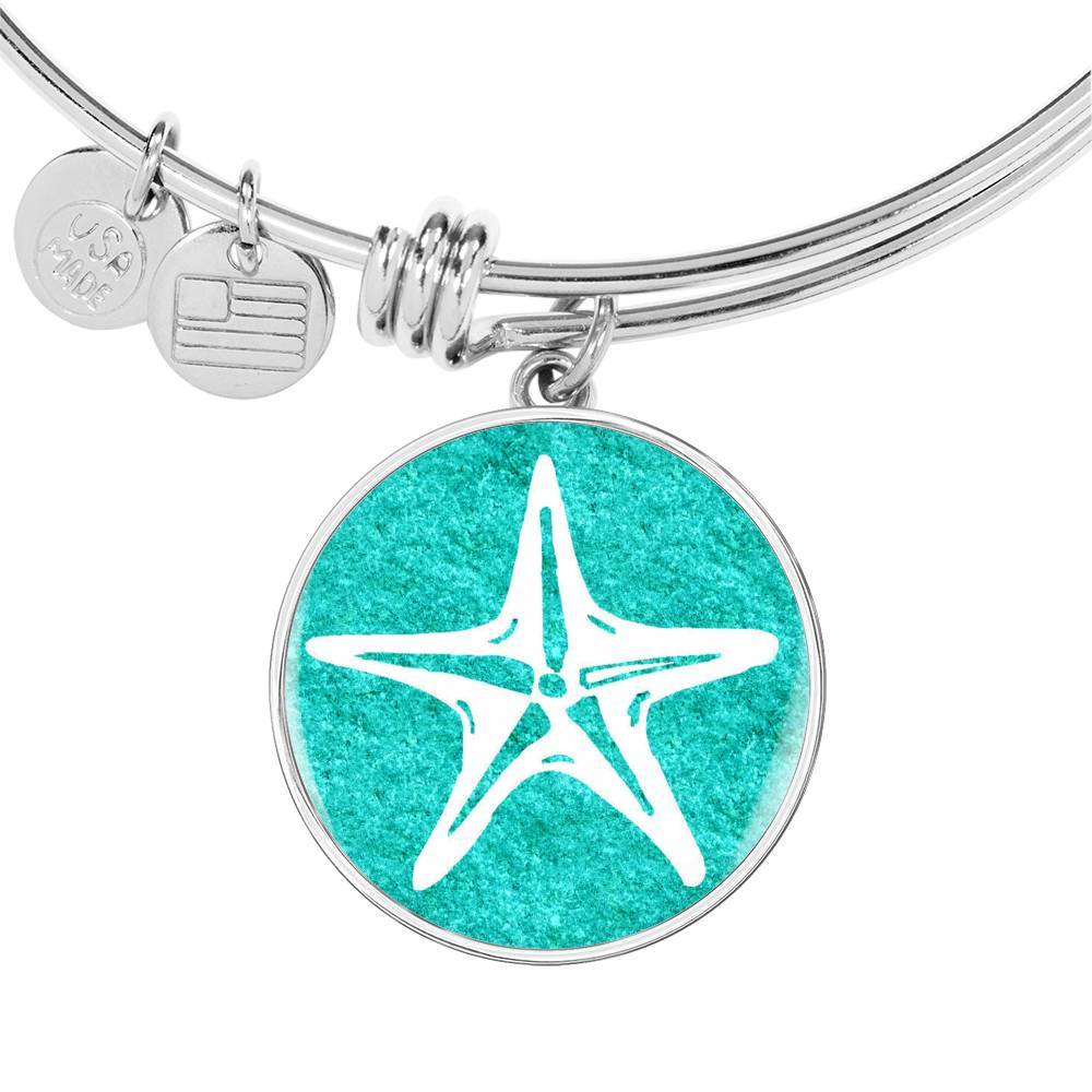 Turquoise & Starfish Bangle Bracelet