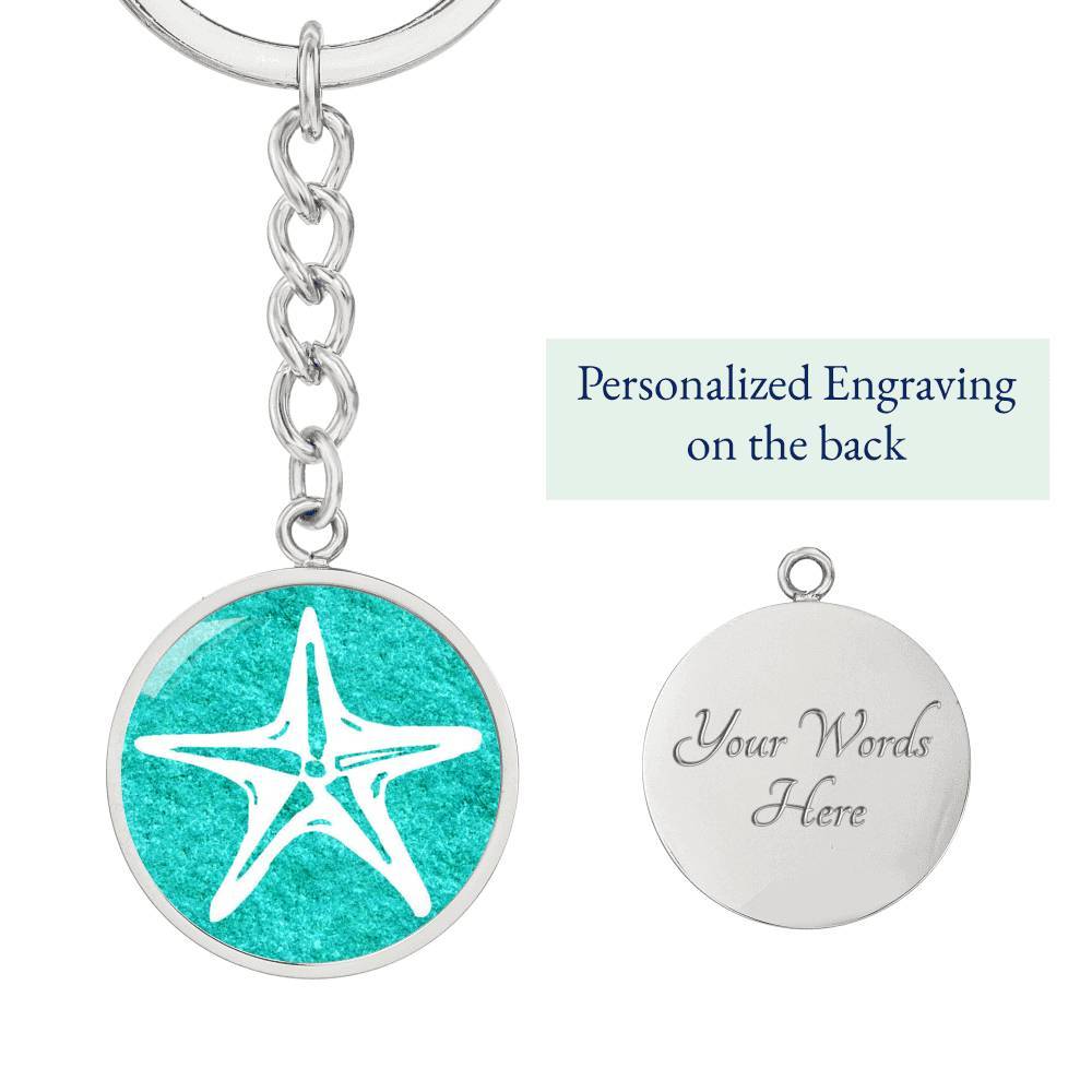 Turquoise &amp; Starfish Beachy Keychain