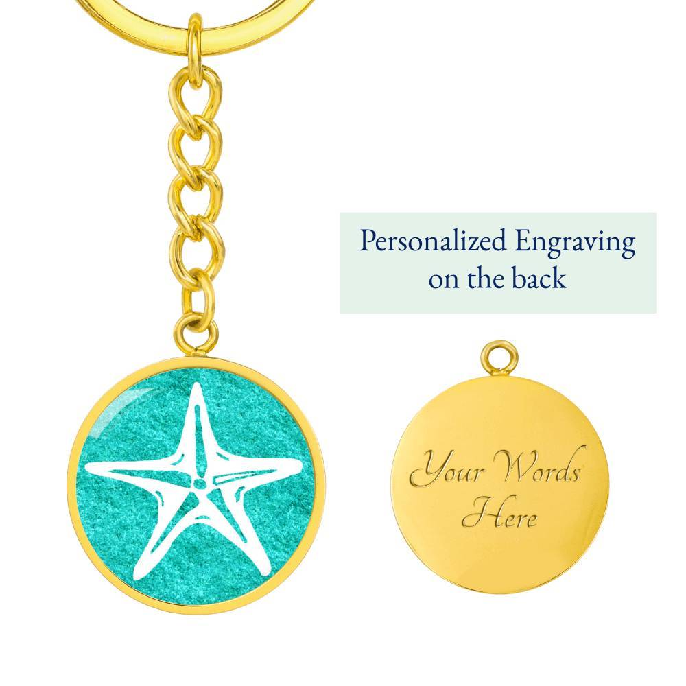 Turquoise &amp; Starfish Beachy Keychain