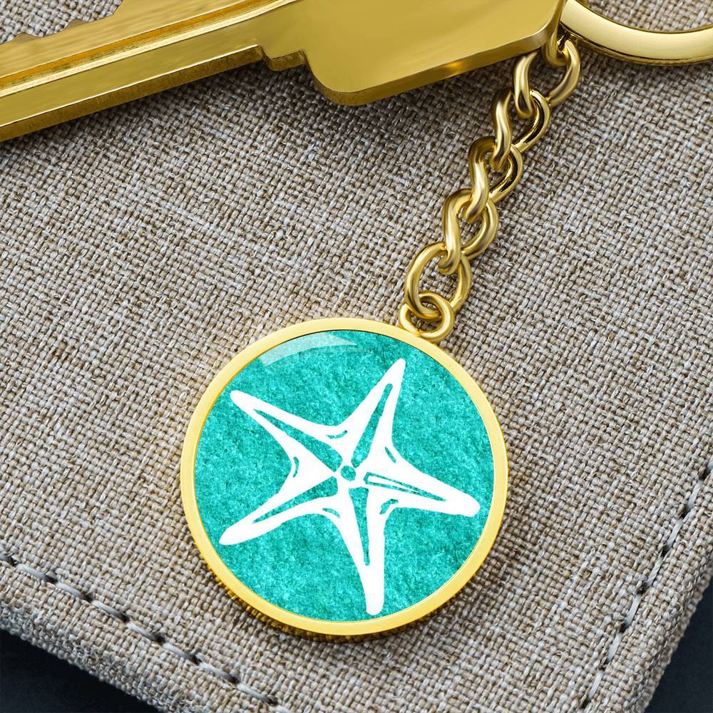 Turquoise &amp; Starfish Beachy Keychain