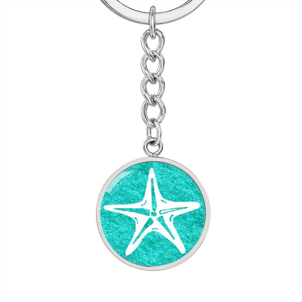 Turquoise &amp; Starfish Beachy Keychain