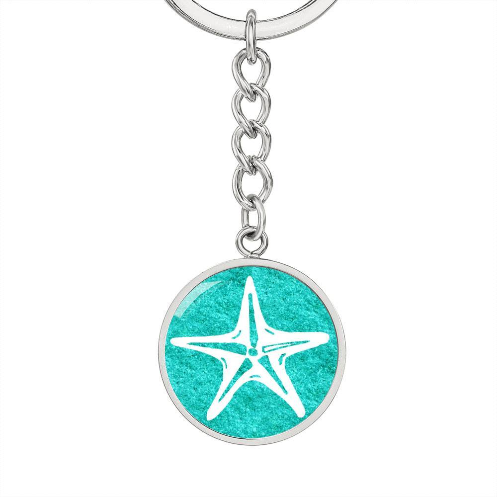Turquoise & Starfish Beachy Keychain