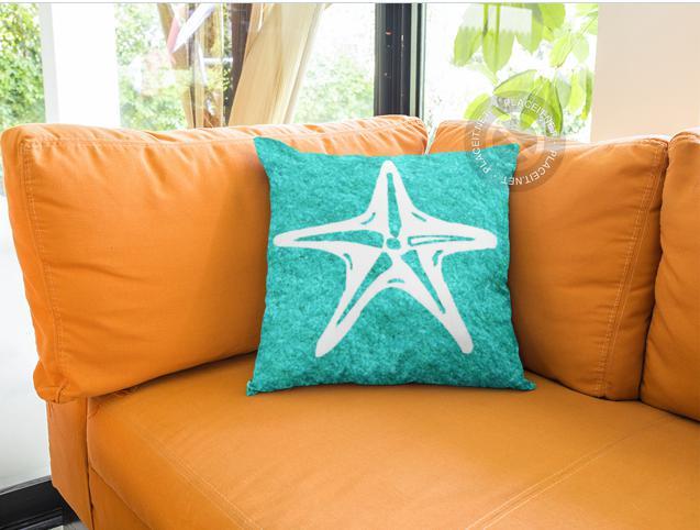 Turquoise &amp; Starfish Pillow