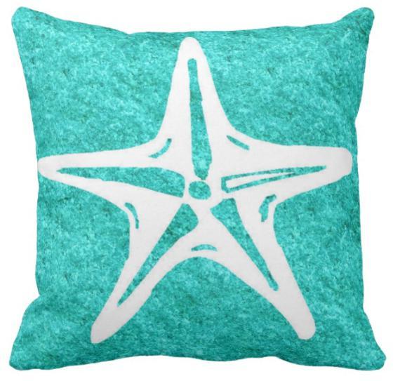 Turquoise &amp; Starfish Pillow