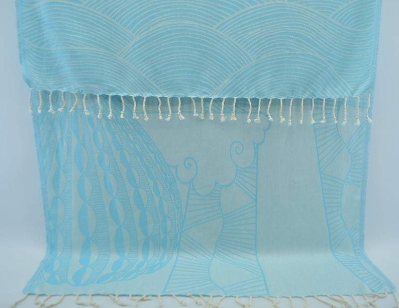 Turquoise Sunrise Oversize Sandless Cotton Towel