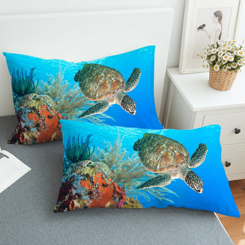 Turtle Comforter with Shams and Pillow Cover