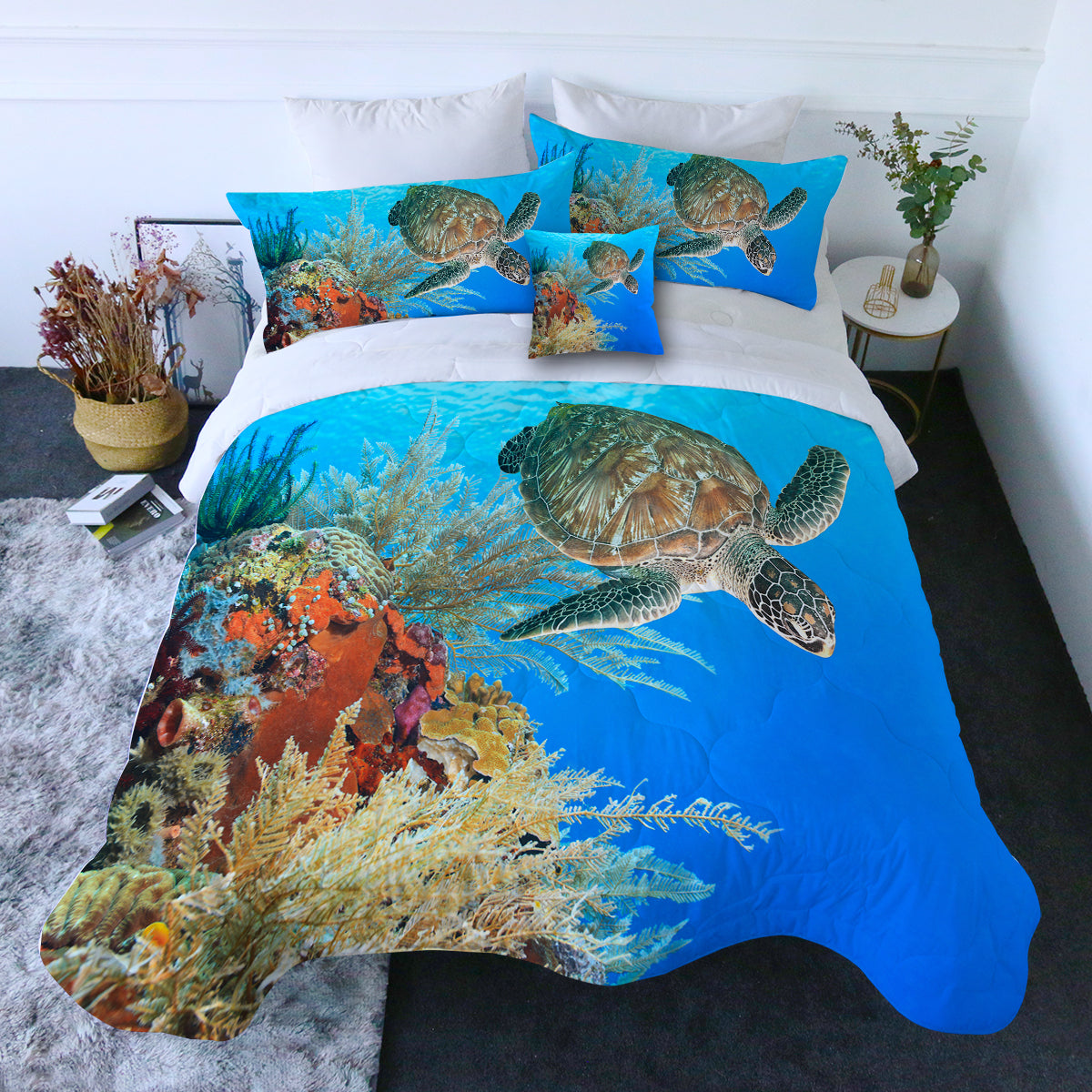 Turtle Comforter with Shams and Pillow Cover
