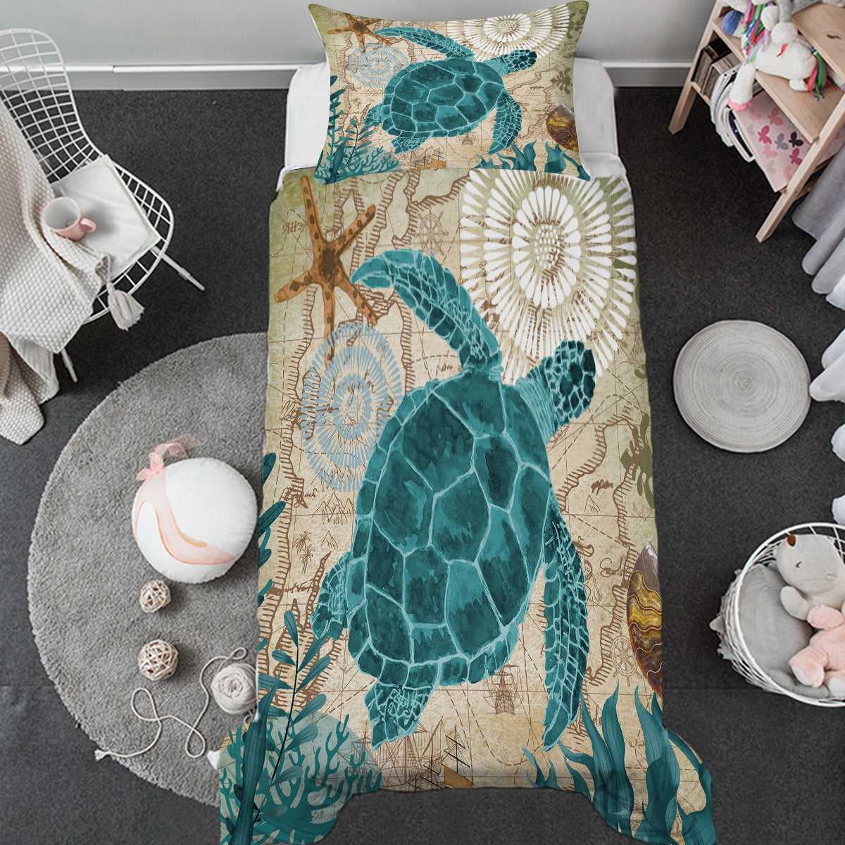 Sea Turtle Love Toddler Bed Set