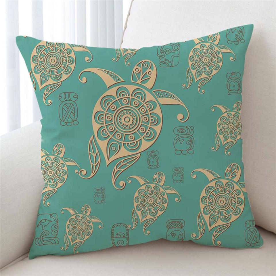 Turtles in Turquoise Pillow Cover