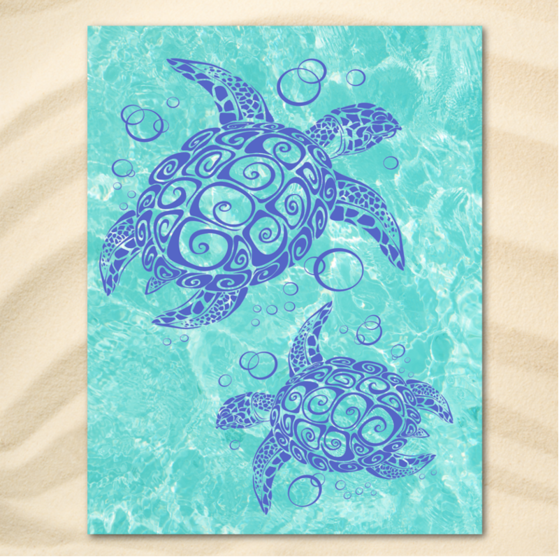 Sea Turtle Large Beach Towel - Coastal Passion