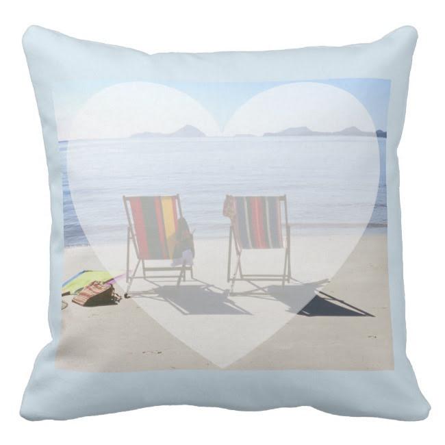 Two Hearts And The Beach Pillow Cover