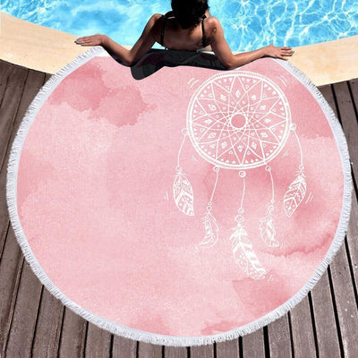 Uluwatu Temple Pink Round Beach Towel