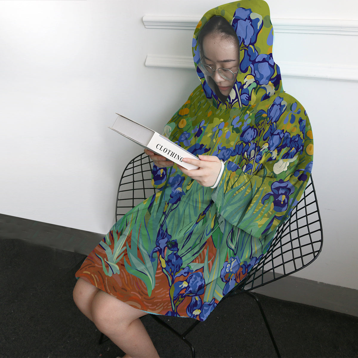 Van Gogh&#39;s Irises Wearable Blanket Hoodie