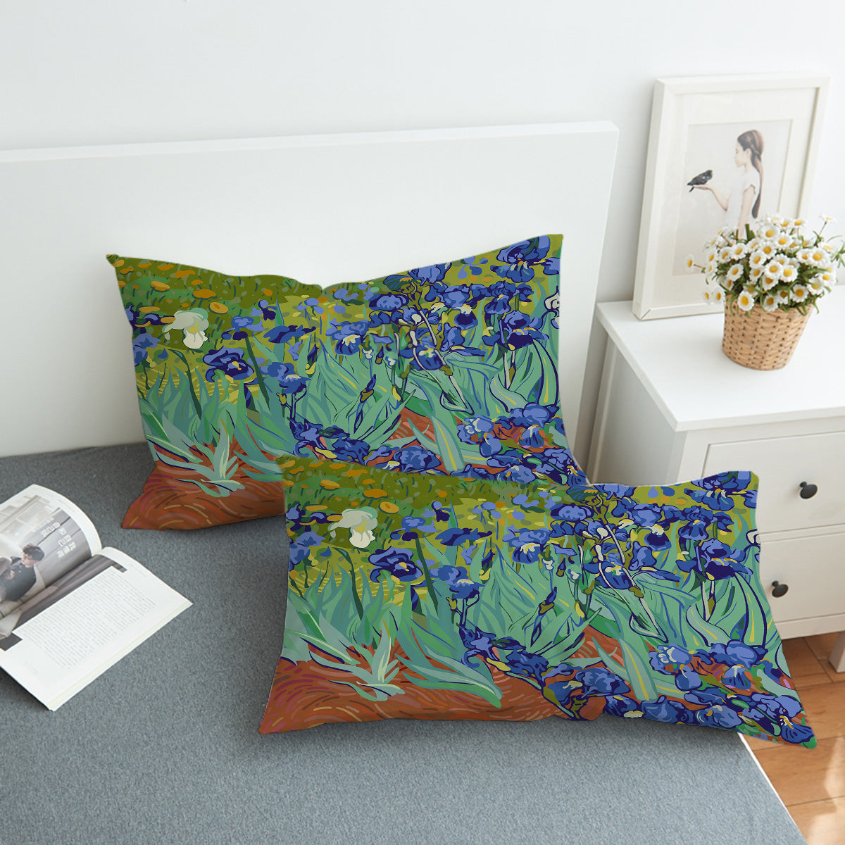 Van Gogh&#39;s Irises Comforter with Shams and Pillow Cover