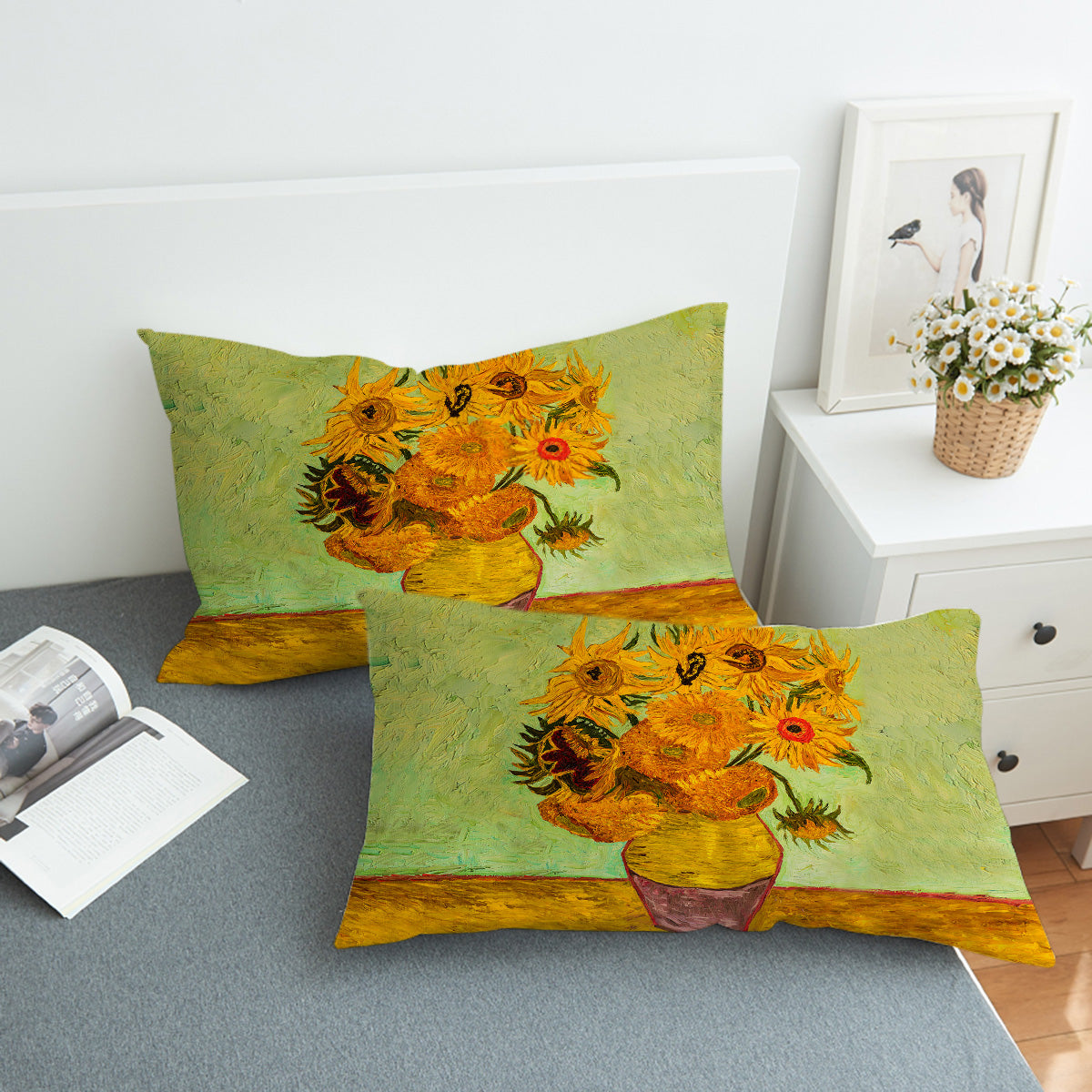 Van Gogh&#39;s Sunflowers Comforter with Shams and Pillow Cover