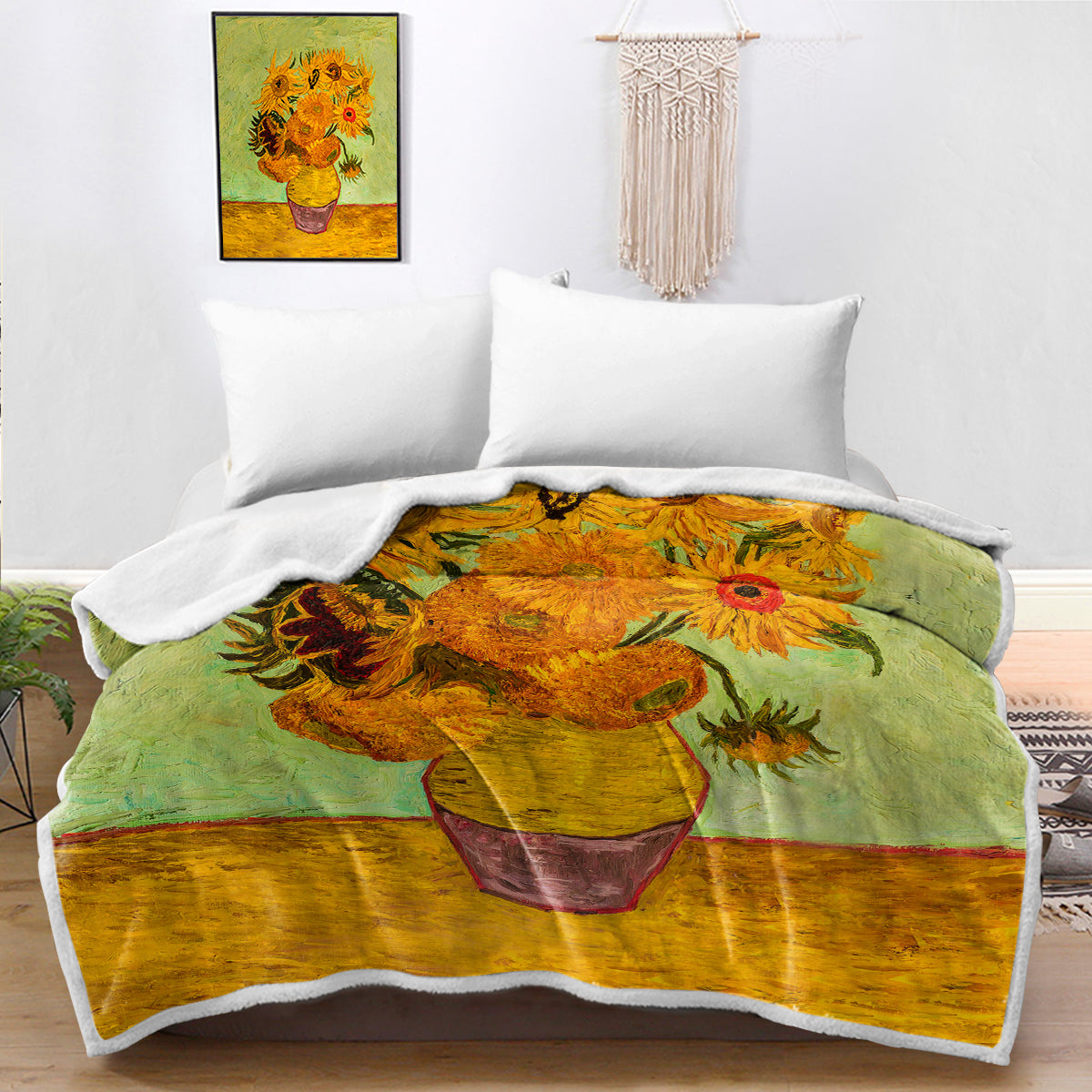 Van Gogh&#39;s Sunflowers Bedspread Blanket
