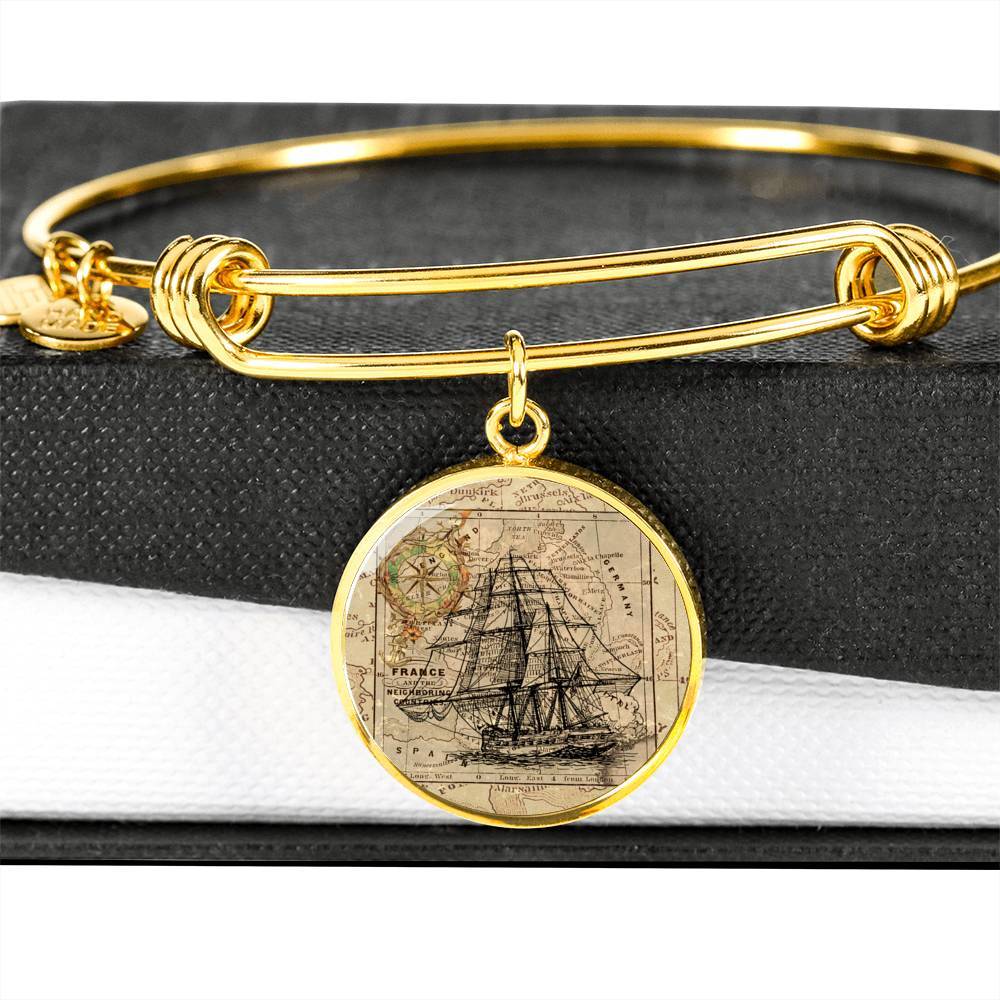 Vintage Ship Bangle Bracelet