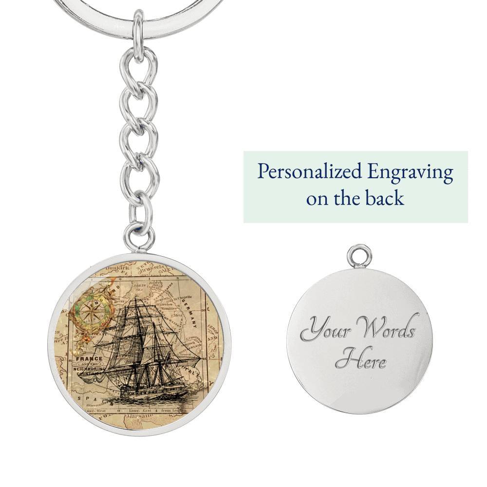 Vintage Ship Beachy Keychain