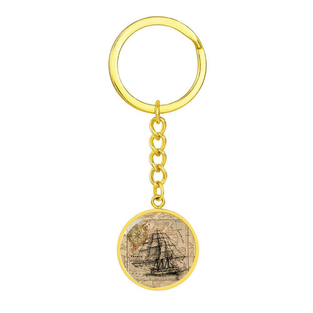 Vintage Ship Beachy Keychain