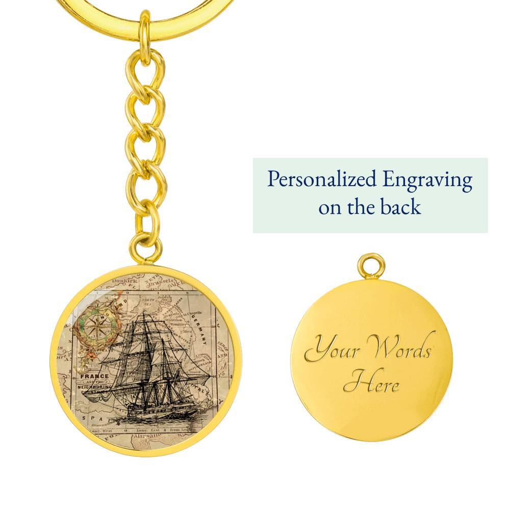 Vintage Ship Beachy Keychain
