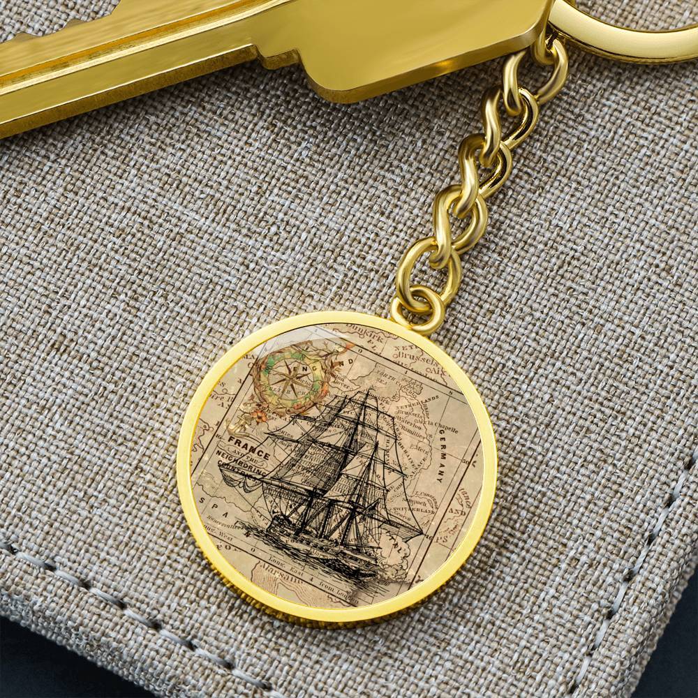 Vintage Ship Beachy Keychain