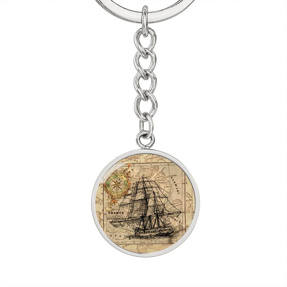 Vintage Ship Beachy Keychain