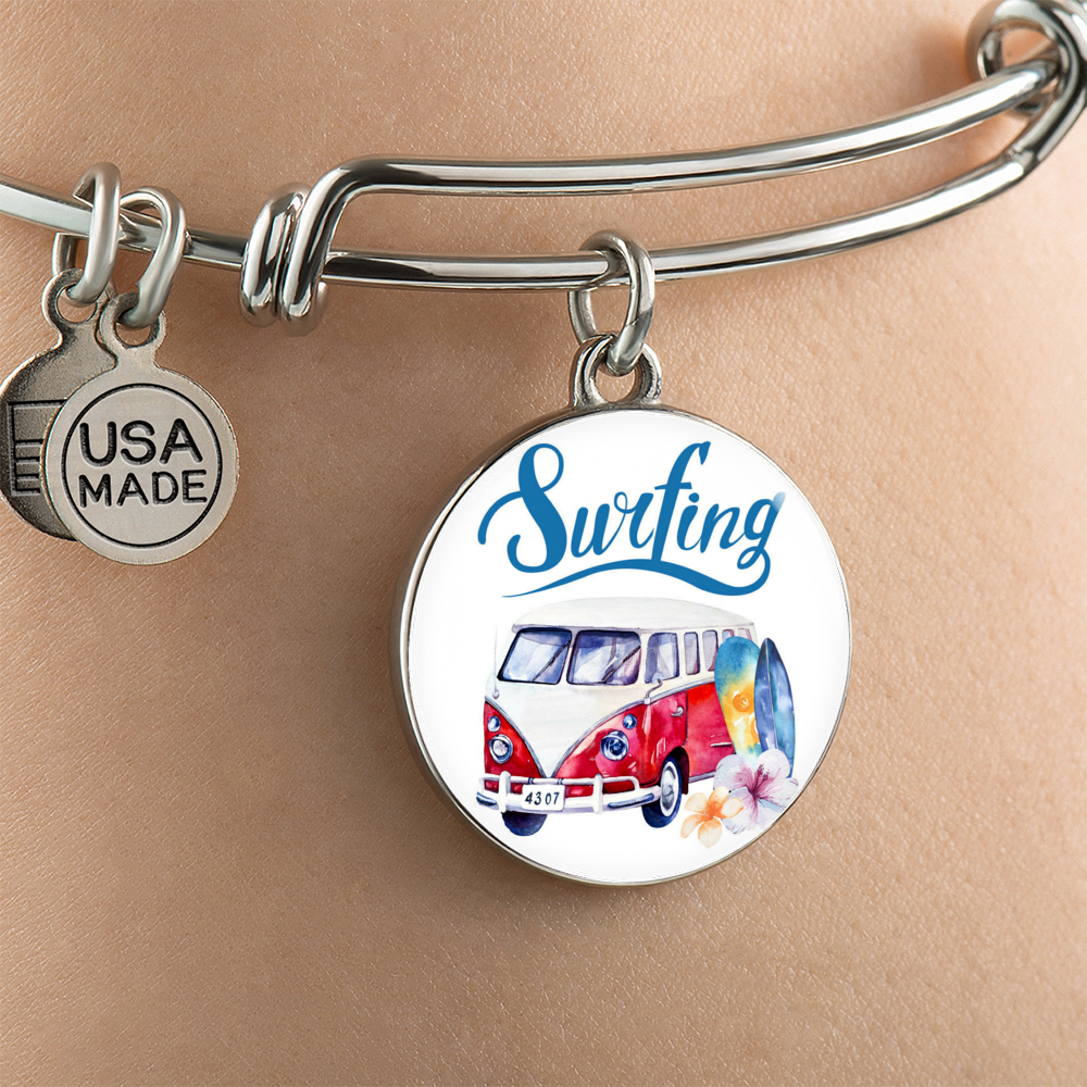 VW Bus Surfing Bangle Bracelet